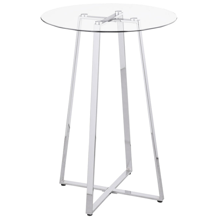 Zanella Glass Top Bar Table Chrome - U&U Home Budget Furniture (Carteret, NJ)