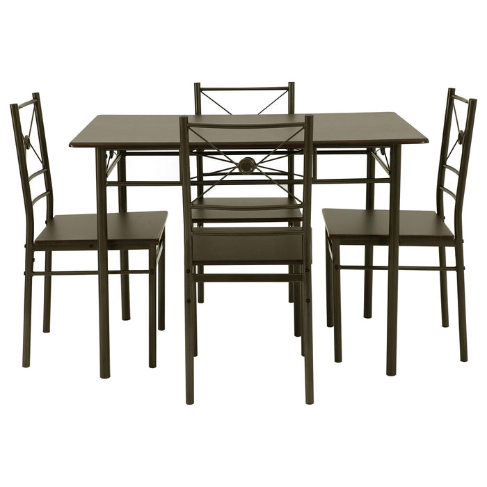 Anna 5-piece Rectangular Dining Set Dark Bronze - U&U Home Budget Furniture (Carteret, NJ)