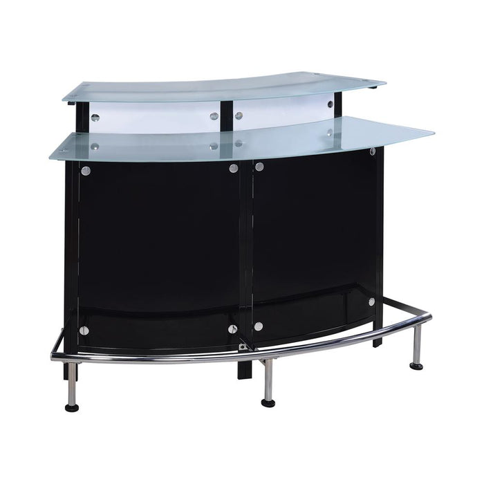 Keystone Glass Top Bar Unit Black - U&U Home Budget Furniture (Carteret, NJ)