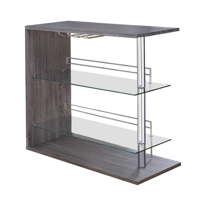 Prescott Rectangular 2-shelf Bar Unit Grey - U&U Home Budget Furniture (Carteret, NJ)