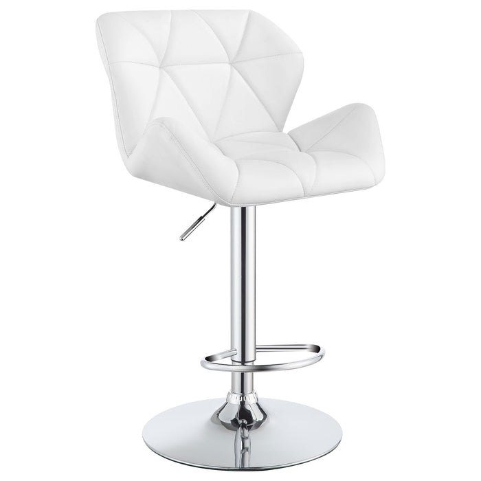 Berrington Adjustable Bar Stools Chrome and White (Set of 2) - U&U Home Budget Furniture (Carteret, NJ)