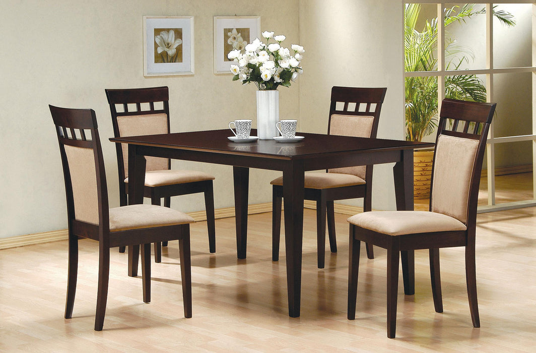 Gabriel 5-piece Rectangular 59-inch Closed Back Dining Set Cappuccino - U&U Home Budget Furniture (Carteret, NJ)