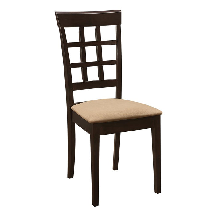 Gabriel Lattice Back Side Chairs Cappuccino and Tan (Set of 2) - U&U Home Budget Furniture (Carteret, NJ)