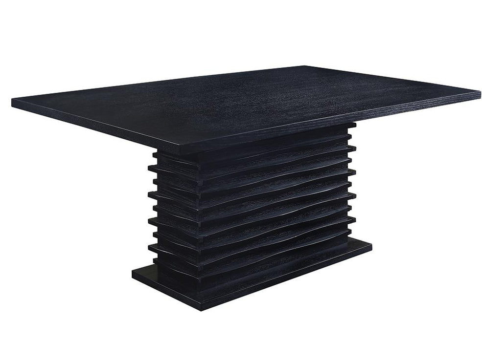 Stanton Rectangle Pedestal Dining Table Black - U&U Home Budget Furniture (Carteret, NJ)