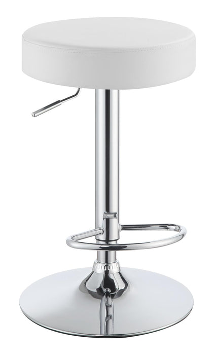 Ramses Adjustable Backless Bar Stool Chrome and White - U&U Home Budget Furniture (Carteret, NJ)