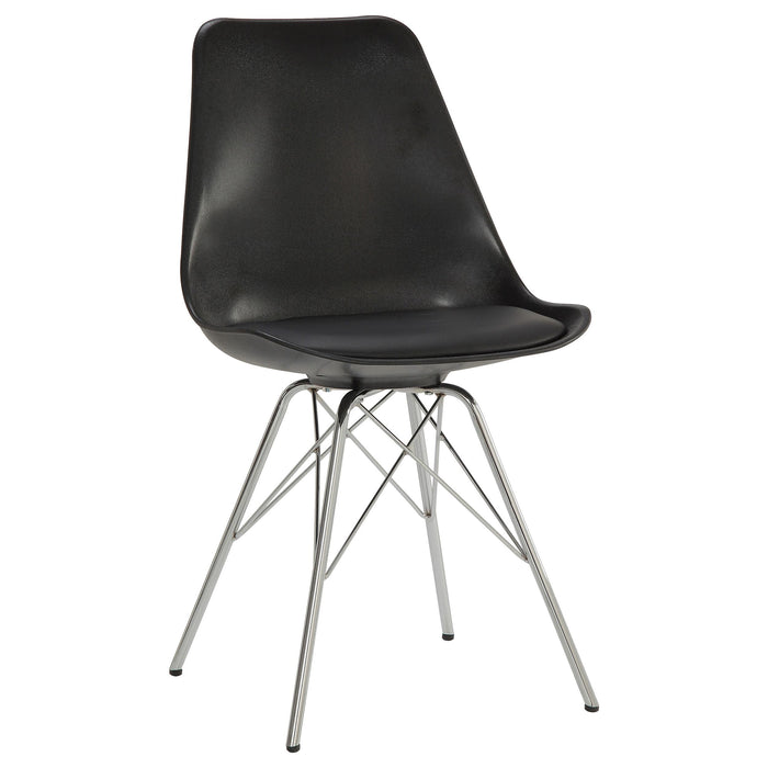 Juniper Armless Dining Chairs Black and Chrome (Set of 2) - U&U Home Budget Furniture (Carteret, NJ)