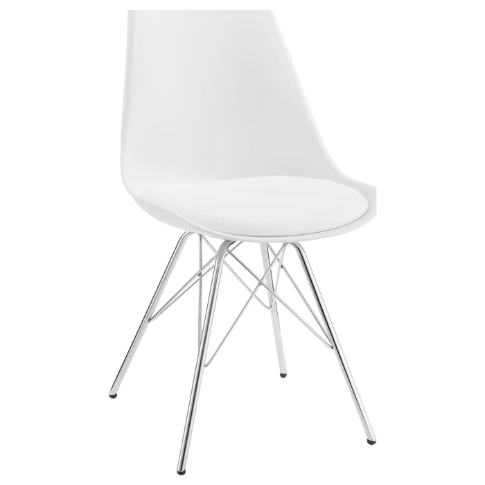 Juniper Armless Dining Chairs White and Chrome (Set of 2) - U&U Home Budget Furniture (Carteret, NJ)