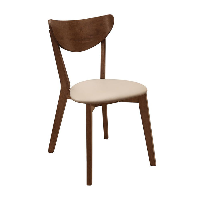 Kersey Dining Side Chairs with Curved Backs Beige and Chestnut (Set of 2) - U&U Home Budget Furniture (Carteret, NJ)