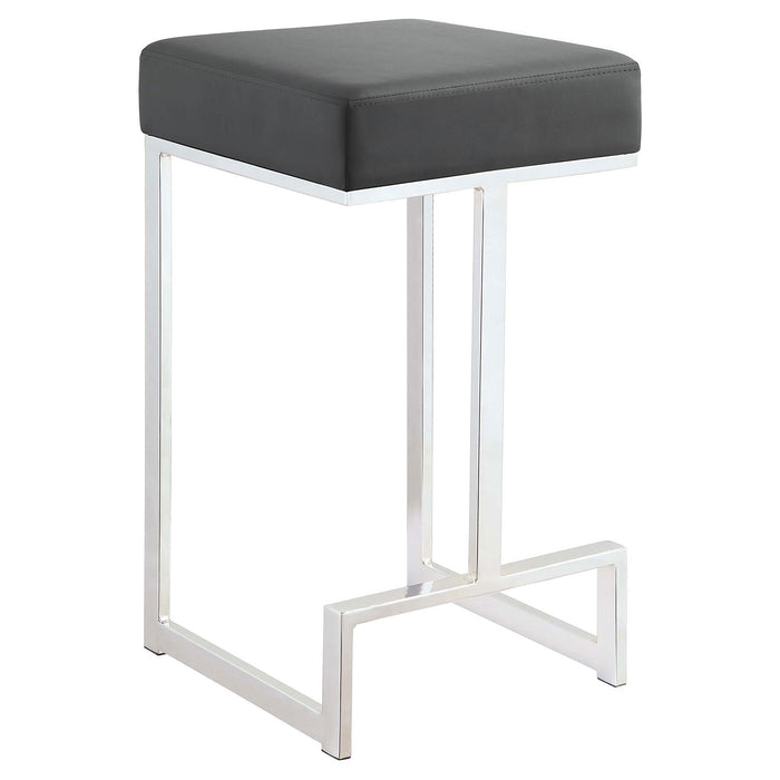 Gervase Square Counter Height Stool Grey and Chrome - U&U Home Budget Furniture (Carteret, NJ)