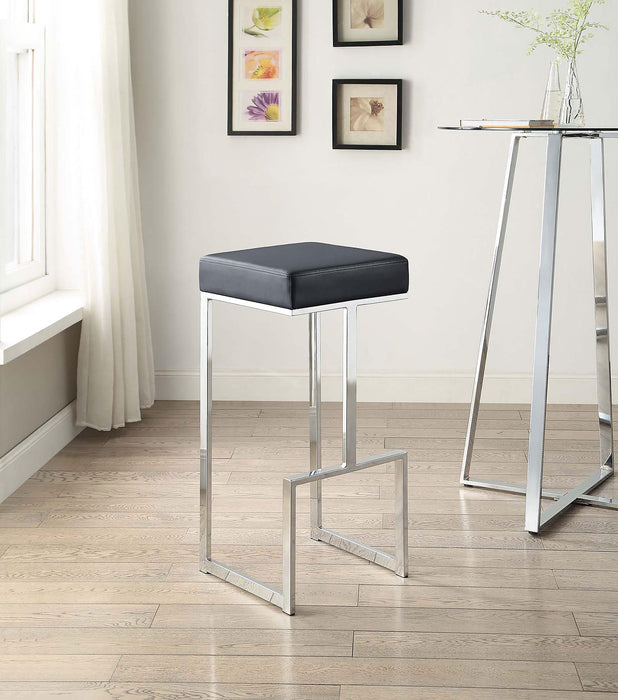 Gervase Square Bar Stool Black and Chrome - U&U Home Budget Furniture (Carteret, NJ)