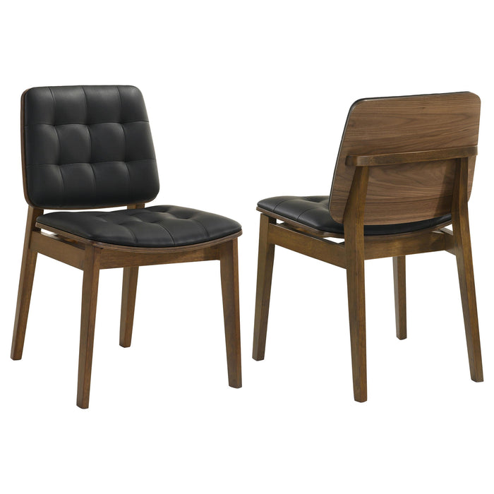 Redbridge Tufted Back Side Chairs Natural Walnut and Black (Set of 2) - U&U Home Budget Furniture (Carteret, NJ)