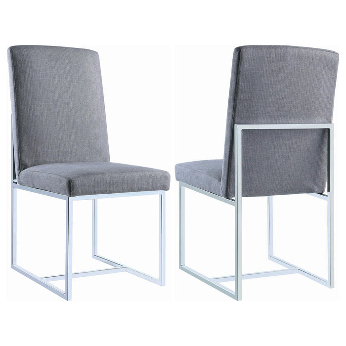 Mackinnon Upholstered Side Chairs Grey and Chrome (Set of 2) - U&U Home Budget Furniture (Carteret, NJ)