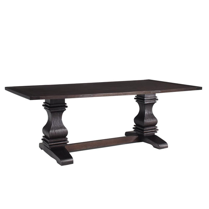 Parkins Double Pedestals Dining Table Rustic Espresso - U&U Home Budget Furniture (Carteret, NJ)