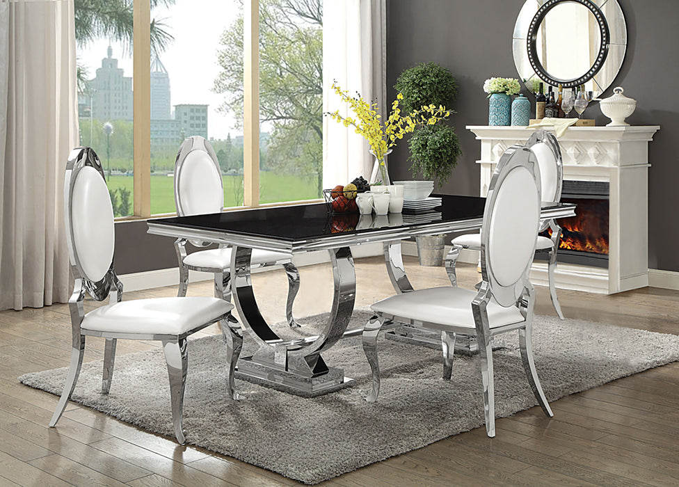 Antoine Rectangular Glass Top Dining Set Chrome - U&U Home Budget Furniture (Carteret, NJ)