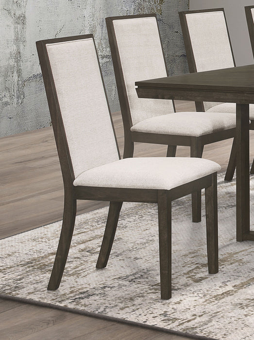 Kelly Upholstered Solid Back Dining Side Chair Beige and Dark Grey (Set of 2) - U&U Home Budget Furniture (Carteret, NJ)