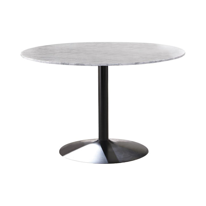 Bartole Round Dining Table White and Matte Black - U&U Home Budget Furniture (Carteret, NJ)