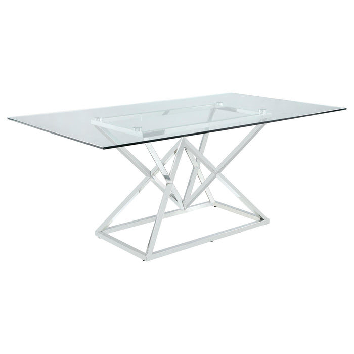 Beaufort Rectangle Glass Top Dining Table Chrome - U&U Home Budget Furniture (Carteret, NJ)