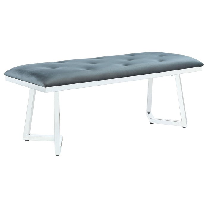 Beaufort Upholstered Tufted Bench Dark Grey - U&U Home Budget Furniture (Carteret, NJ)