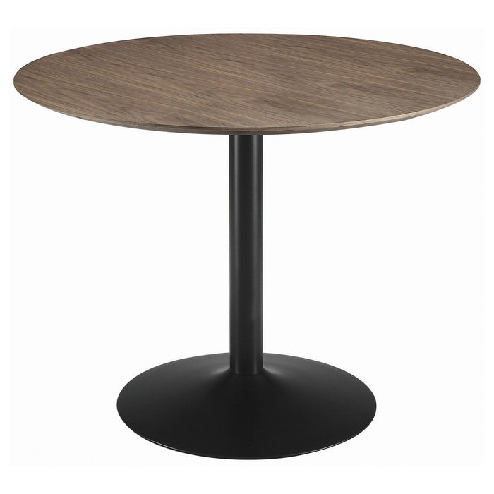 Cora Round Dining Table Walnut and Black - U&U Home Budget Furniture (Carteret, NJ)