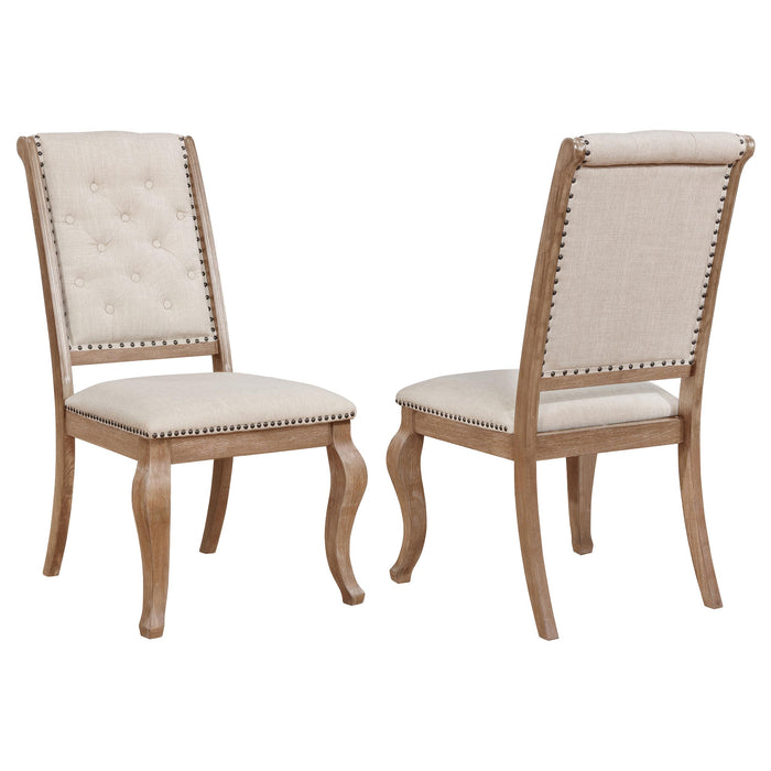 Brockway Tufted Side Chairs Cream and Barley Brown (Set of 2) - U&U Home Budget Furniture (Carteret, NJ)