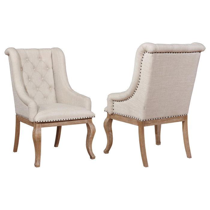 Brockway Tufted Arm Chairs Cream and Barley Brown (Set of 2) - U&U Home Budget Furniture (Carteret, NJ)
