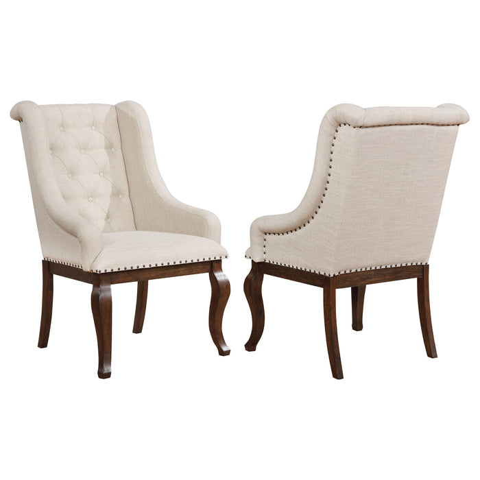 Brockway Tufted Arm Chairs Cream and Antique Java (Set of 2) - U&U Home Budget Furniture (Carteret, NJ)