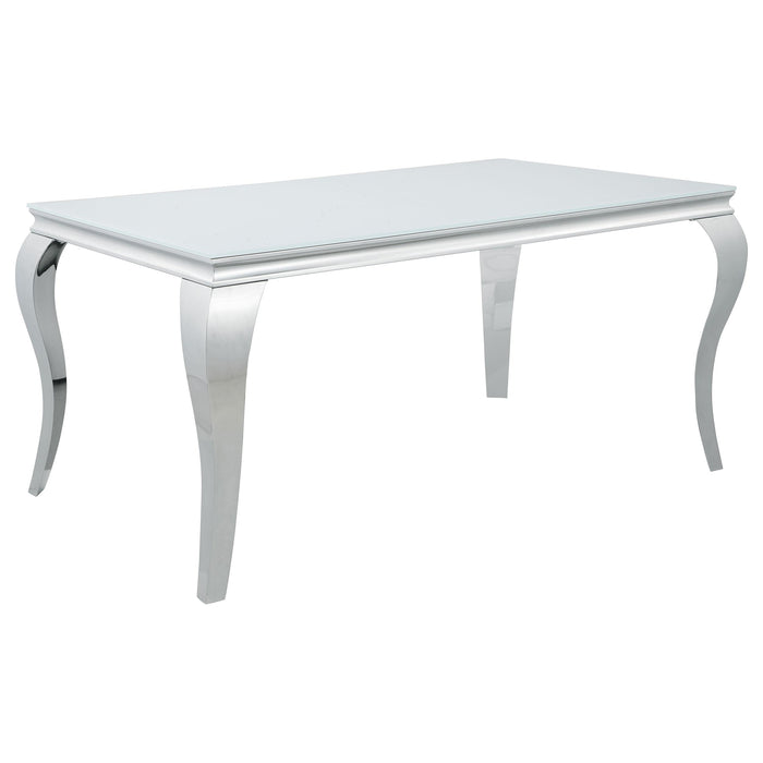 Carone Rectangular Glass Top Dining Table White and Chrome - U&U Home Budget Furniture (Carteret, NJ)