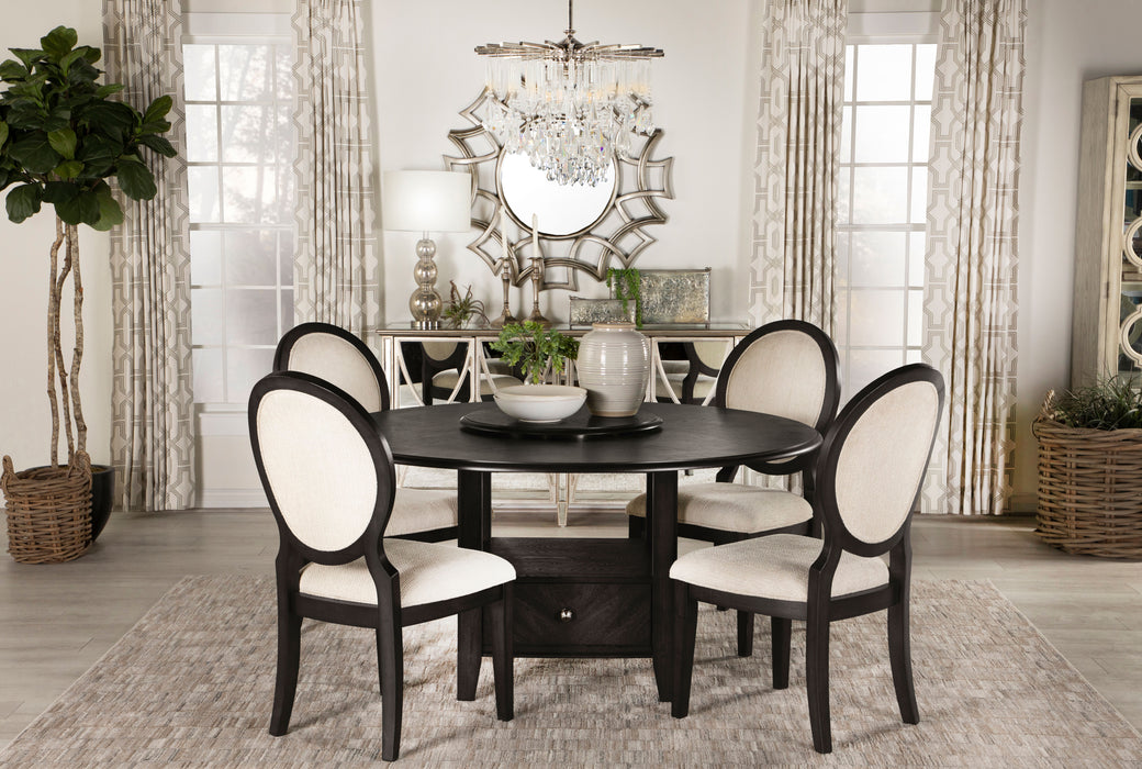 Twyla 5-piece Round Dining Set Dark Cocoa and Cream - U&U Home Budget Furniture (Carteret, NJ)