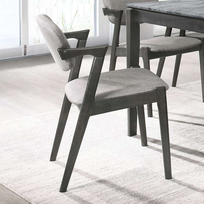 Stevie Upholstered Demi Arm Dining Side Chairs Brown Grey and Black (Set of 2) - U&U Home Budget Furniture (Carteret, NJ)