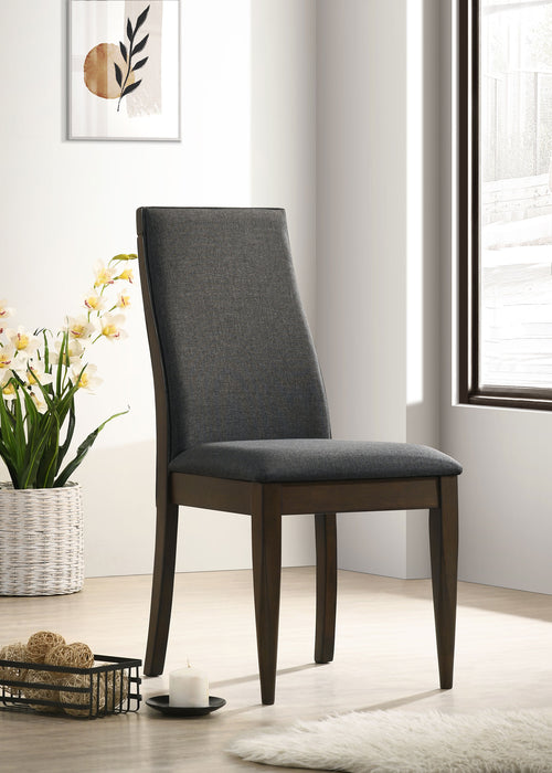 Wes Upholstered Side Chair (Set of 2) Grey and Dark Walnut - U&U Home Budget Furniture (Carteret, NJ)