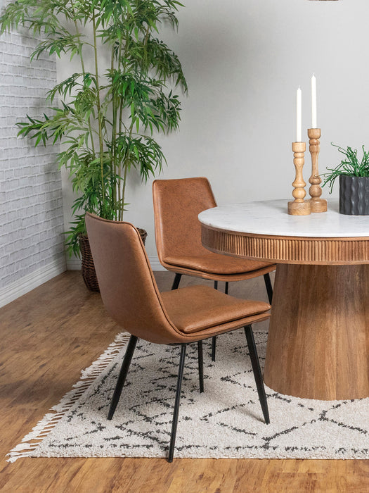Ortega Padded Seat Solid Back Dining Side Chair Coffee and Black (Set of 2) - U&U Home Budget Furniture (Carteret, NJ)