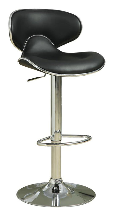 Edenton Upholstered Adjustable Height Bar Stools Black and Chrome (Set of 2) - U&U Home Budget Furniture (Carteret, NJ)