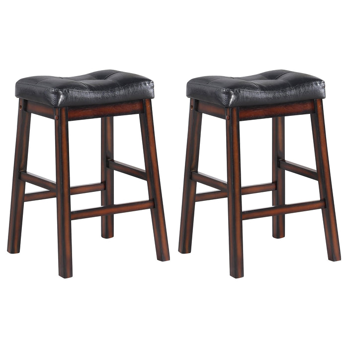 Donald Upholstered Counter Height Stools Black and Cappuccino (Set of 2) - U&U Home Budget Furniture (Carteret, NJ)