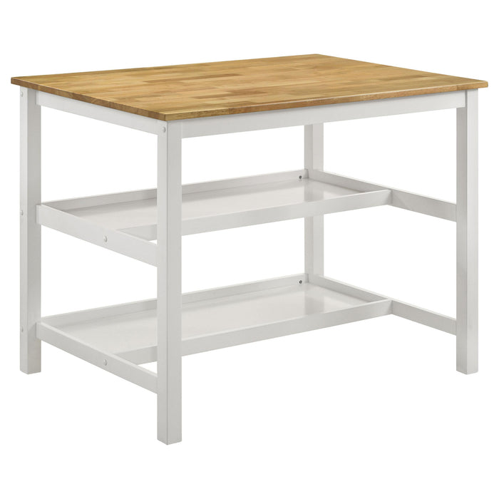 Edgeworth Kitchen Island Counter Table Brown and White - U&U Home Budget Furniture (Carteret, NJ)