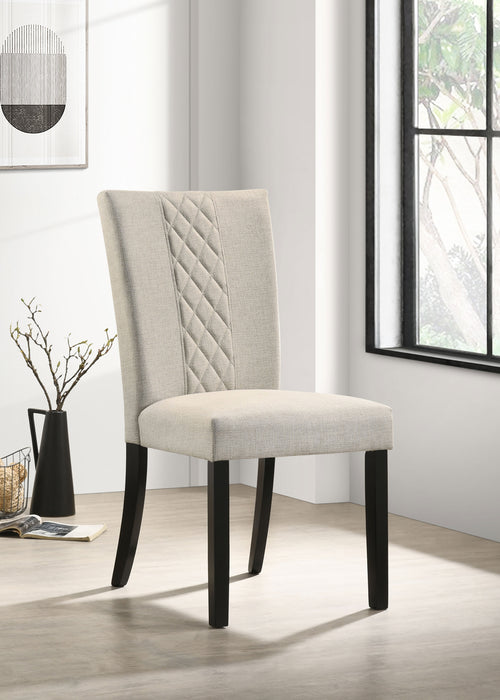 Malia Upholstered Solid Back Dining Side Chair Beige and Black (Set of 2) - U&U Home Budget Furniture (Carteret, NJ)