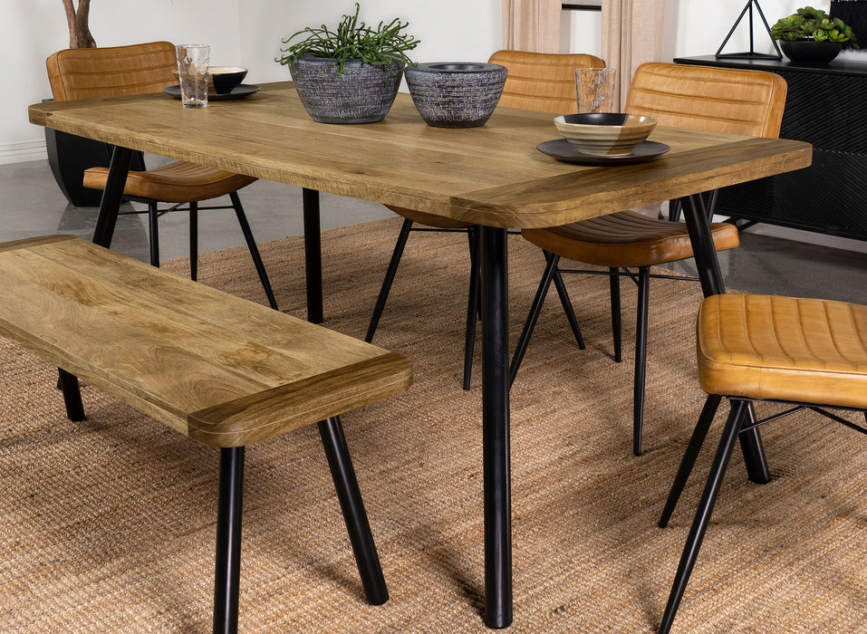 Maverick Rectangular Tapered Legs Dining Table Natural Mango and Black - U&U Home Budget Furniture (Carteret, NJ)