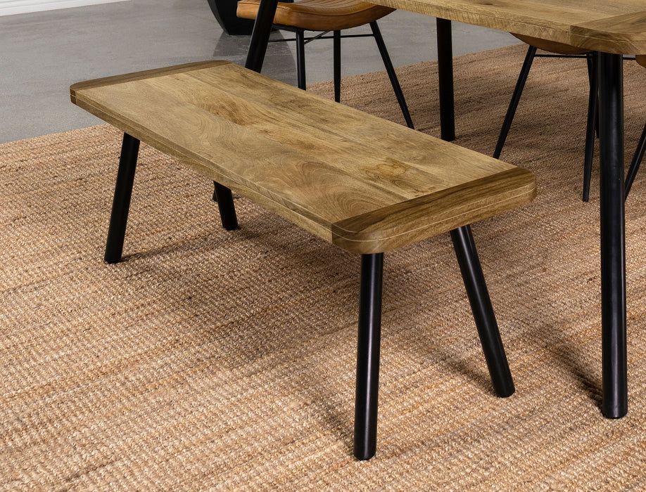 Maverick Rectangular Dining Bench Natural Mango and Black - U&U Home Budget Furniture (Carteret, NJ)