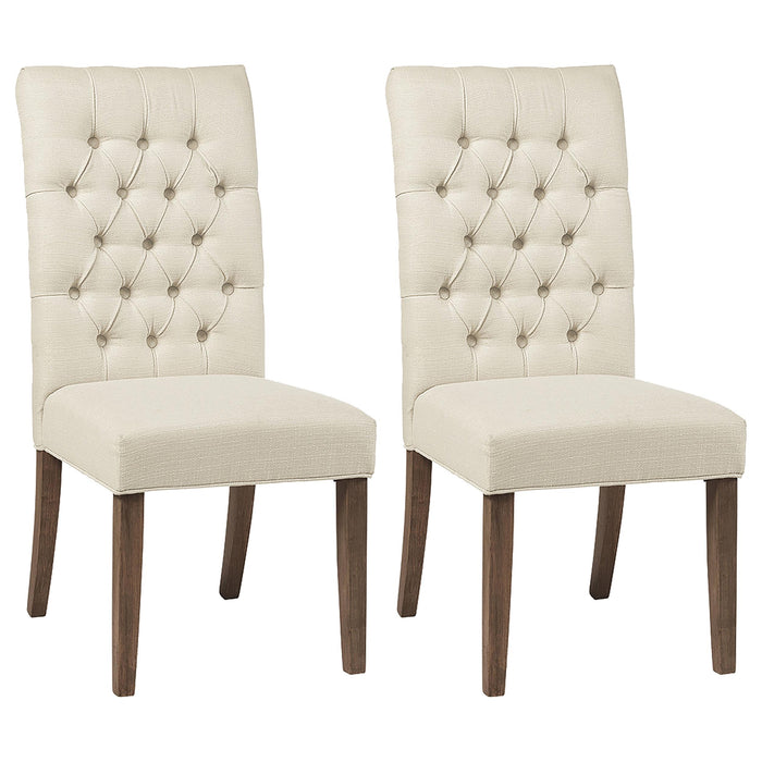 Douglas Tufted Back Dining Chairs Vineyard Oak (Set of 2) - U&U Home Budget Furniture (Carteret, NJ)