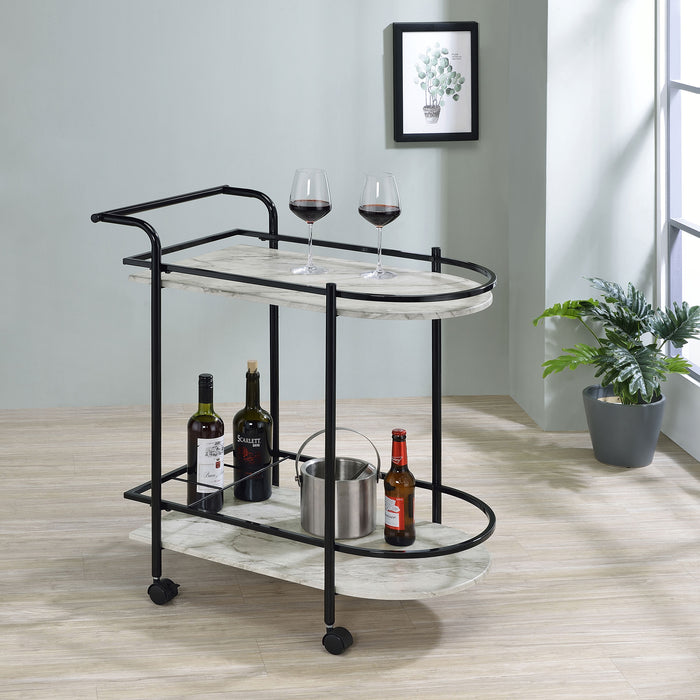 Desiree 2-tier Bar Cart with Casters Black - U&U Home Budget Furniture (Carteret, NJ)