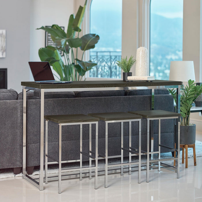 Cassidy 4-piece Rectangular Counter Height Set Dark Oak and Chrome - U&U Home Budget Furniture (Carteret, NJ)