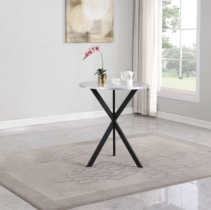 Kenzo Round Metal Top Bar Table Silver and Sandy Black - U&U Home Budget Furniture (Carteret, NJ)