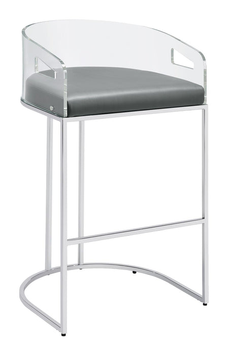 Thermosolis Acrylic Back Bar Stools Grey and Chrome (Set of 2) - U&U Home Budget Furniture (Carteret, NJ)