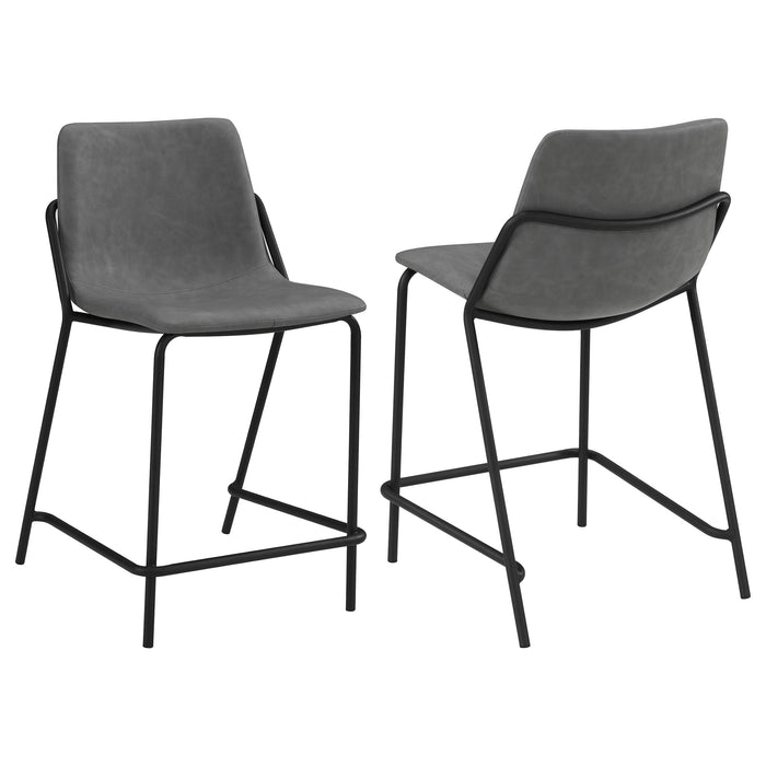 Earnest Solid Back Upholstered Counter Height Stools Grey and Black (Set of 2) - U&U Home Budget Furniture (Carteret, NJ)