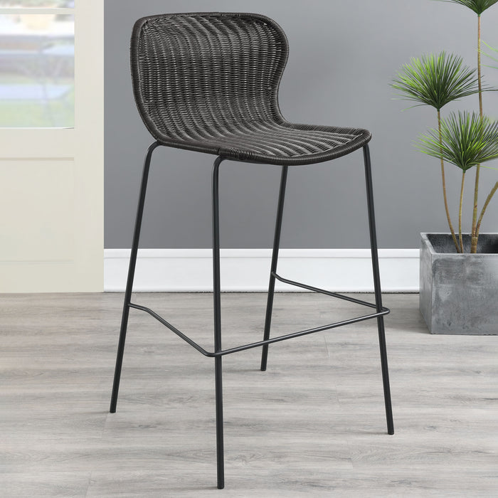 Mckinley Upholstered Bar Stools with Footrest (Set of 2) Brown and Sandy Black - U&U Home Budget Furniture (Carteret, NJ)