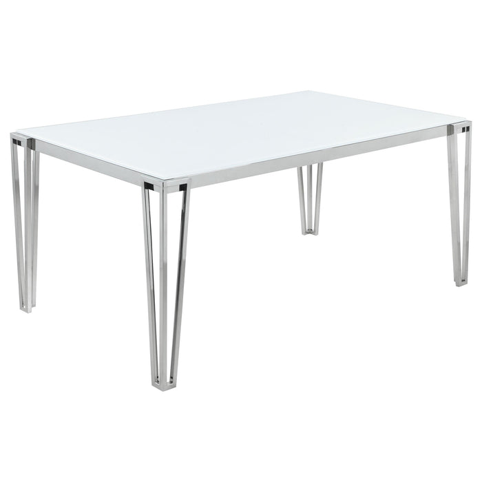 Pauline Rectangular Dining Table with Metal Leg White and Chrome - U&U Home Budget Furniture (Carteret, NJ)