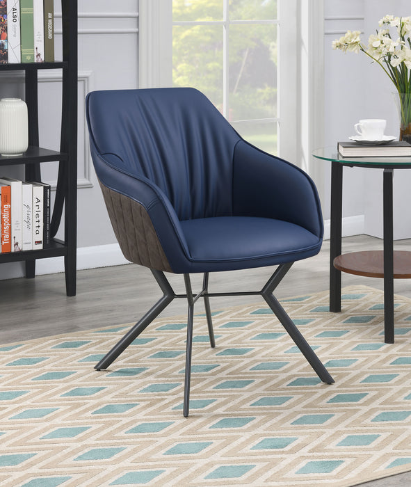 Mayer Upholstered Tufted Side Chairs (Set of 2) Blue and Brown - U&U Home Budget Furniture (Carteret, NJ)