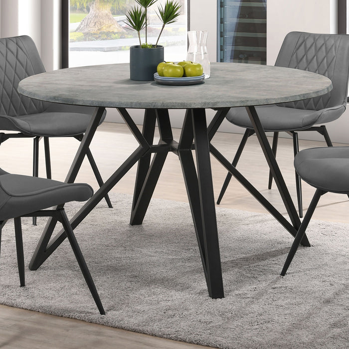 Neil Round Wood Top Dining Table Concrete and Black - U&U Home Budget Furniture (Carteret, NJ)
