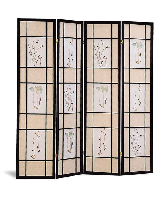 Catabella 4-panel Floral Print Folding Screen Multi-color - U&U Home Budget Furniture (Carteret, NJ)