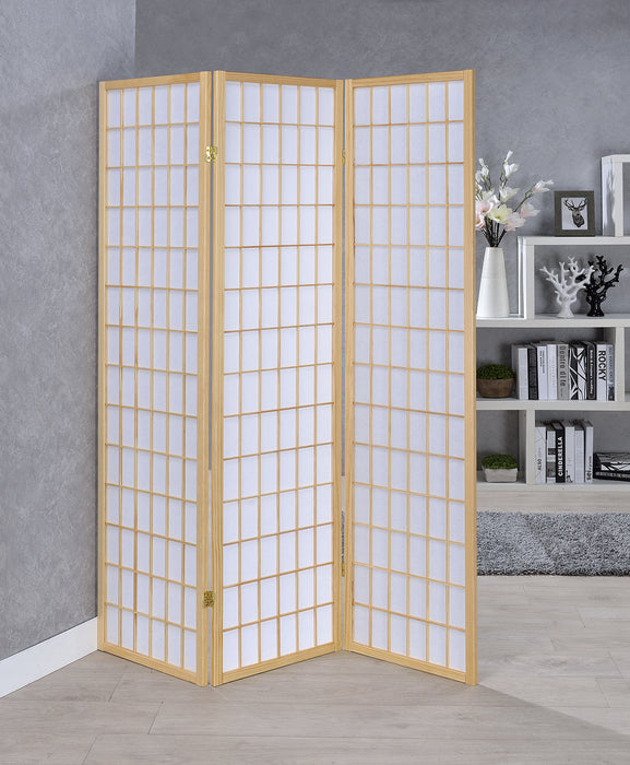 Carrie 3-panel Folding Screen Natural and White - U&U Home Budget Furniture (Carteret, NJ)
