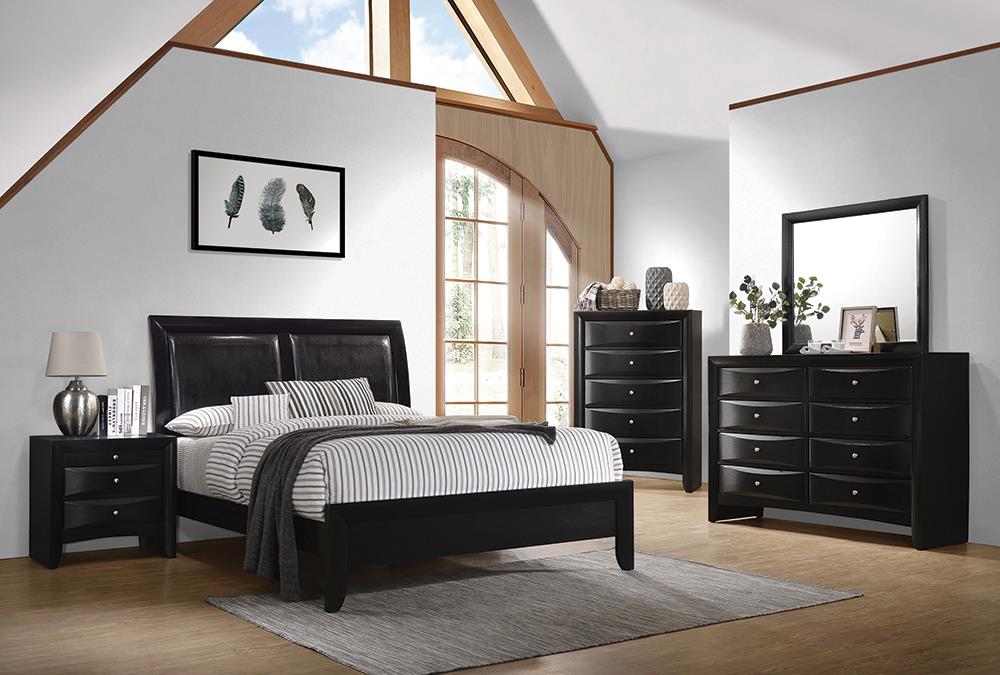 Briana Panel Bedroom Set California King, Eastren King, & Queen with Sleigh Headboard Black 4 & 5 Piece - U&U Home Budget Furniture (Carteret, NJ)